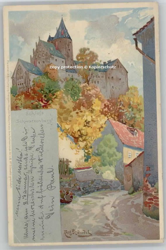 Schwarzenberg Erzgebirge  Schloss  KünstlerFritz Brandel x 1900