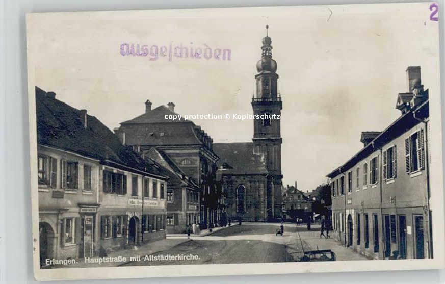 ERLANGEN Bayern Hauptstrasse ungelaufen ca. 1955