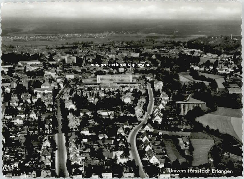 ERLANGEN Bayern Fliegeraufnahme ungelaufen ca. 1965