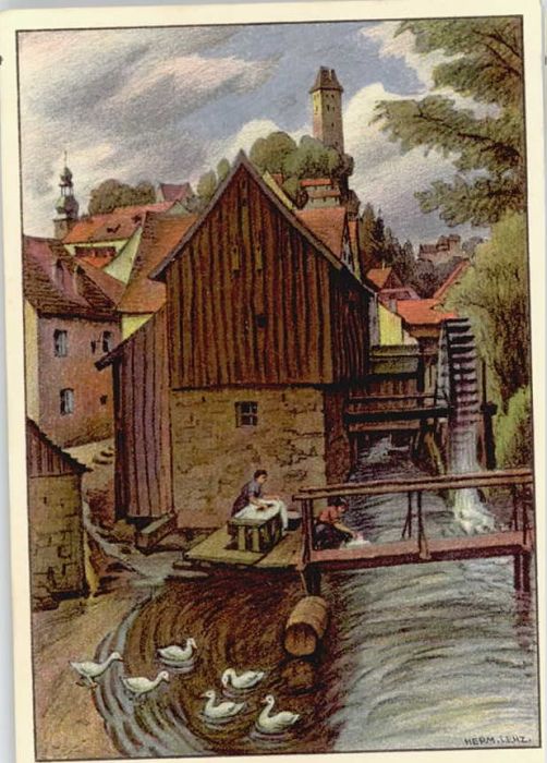 Neuhaus Pegnitz Mühle KünstlerHerm. Lenz. x