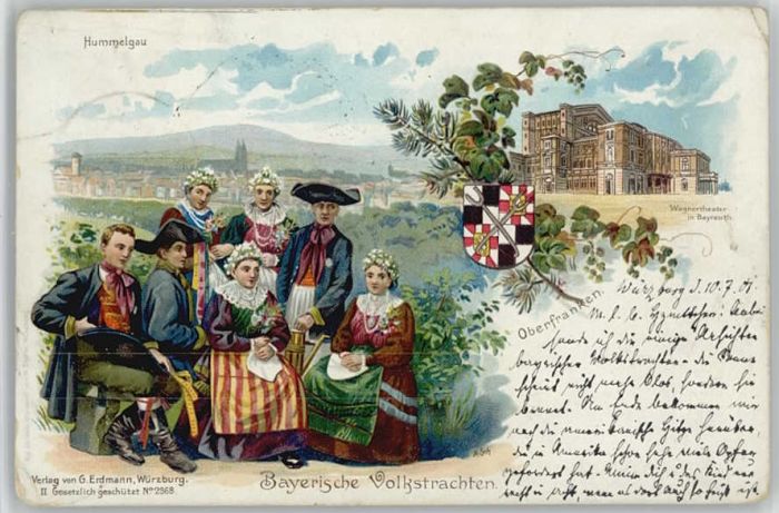 Bayreuth Tracht Wagnertheater Wappen Hummelgau
