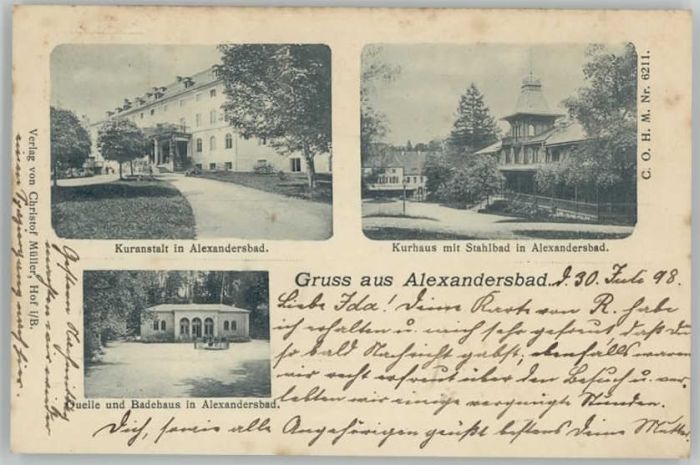 Bad Alexandersbad Kuranstalt Kurhaus Badehaus x 1898