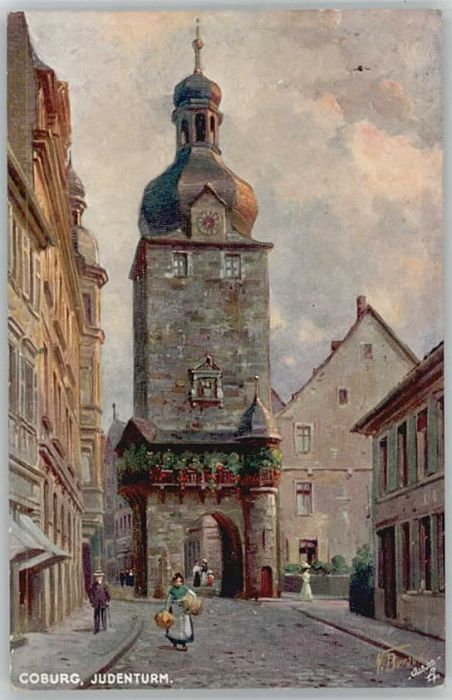 Coburg Bayern Judenturm Kuenstlerkarte x 1921