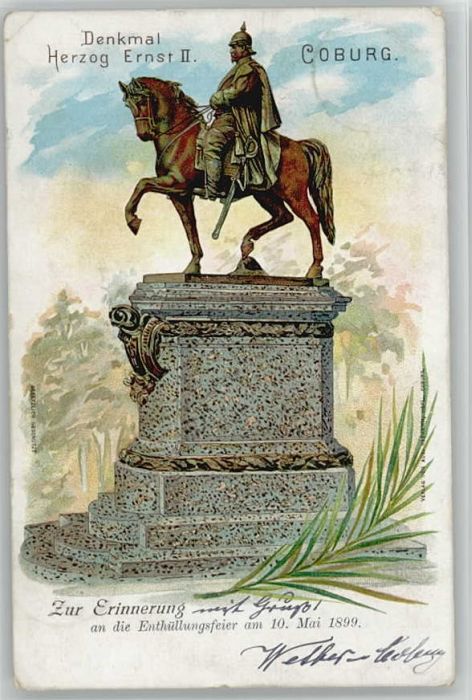 Coburg Feldpost Herzog Ernst Denkmal x 1899