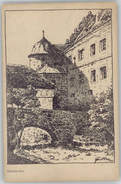 Kronach Oberfranken Festung Rosenberg Künstlerkarte