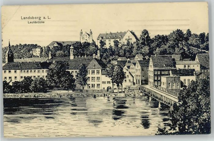 Landsberg Lech Lechbrücke Künstlerkarte x