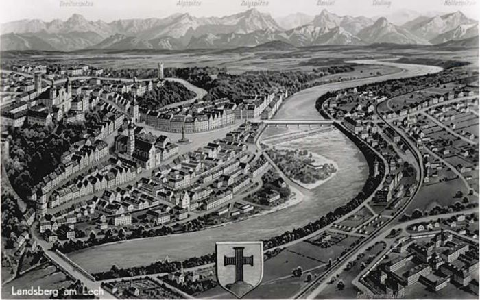 Landsberg Lech Wappen Gefangenenanstalt Künstlerkarte