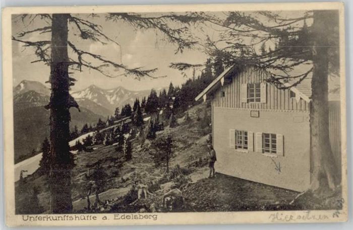 Pfronten Ostallgaeu Bayern [Stempelabschlag] Unterkunftshuette Edelsberg x 1927