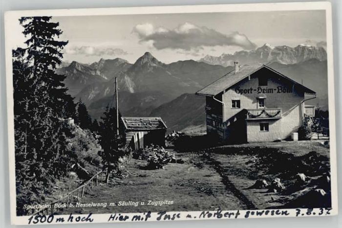 Nesselwang Allgaeu Bayern Saeuling Zugspitze Sportheim Boeck x 1937