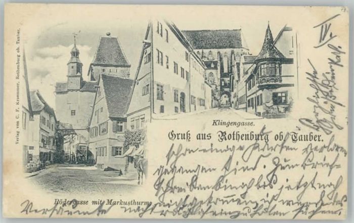 Rothenburg Tauber Klingengasse Rödergasse Markusturm