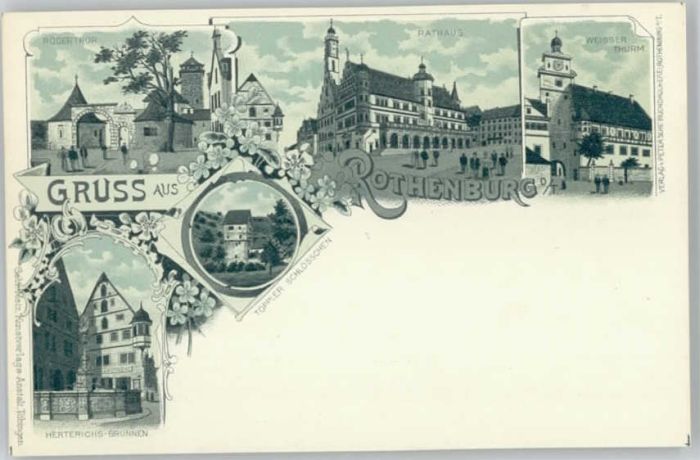 Rothenburg Tauber Rathaus Weisser Turm Herterichs Brunnen