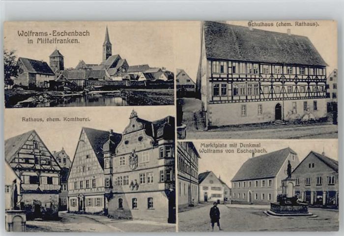 Wolframs-Eschenbach Marktplatz Wolframs Denkmal  ungelaufen