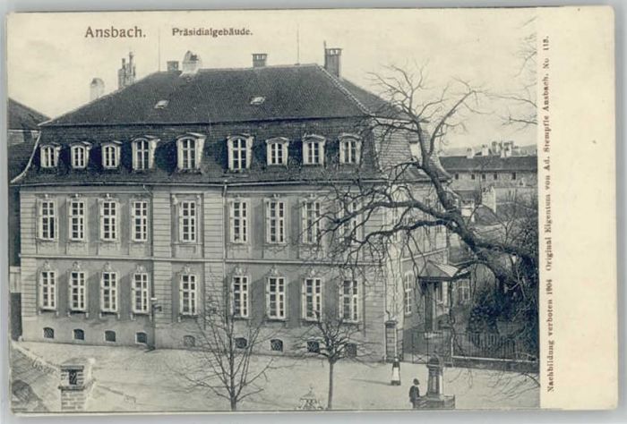 Ansbach Mittelfranken Präsidialgebäude ungelaufen ca. 1900