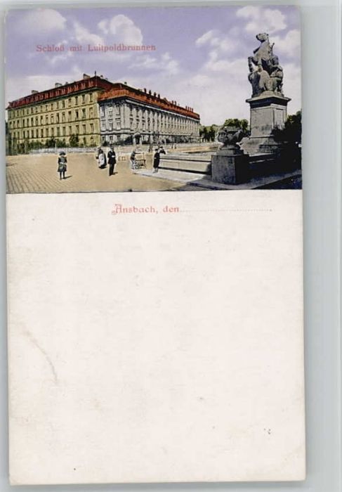 Ansbach Mittelfranken Luitpoldbrunnen ungelaufen ca. 1920
