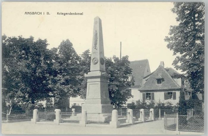 Ansbach Mittelfranken Krieger Denkmal  ungelaufen ca. 1910