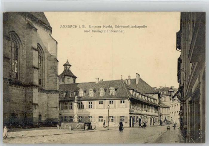Ansbach Mittelfranken Markgrafenbrunnen Schwanritterkapelle u