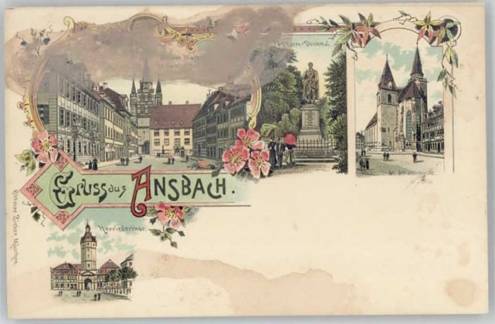 Ansbach Mittelfranken Platen Denkmal Herriedertor ungelaufen