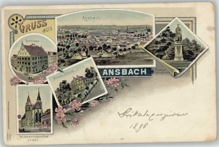 Ansbach Mittelfranken Rathaus St. Johannis Kirche Platen Denk