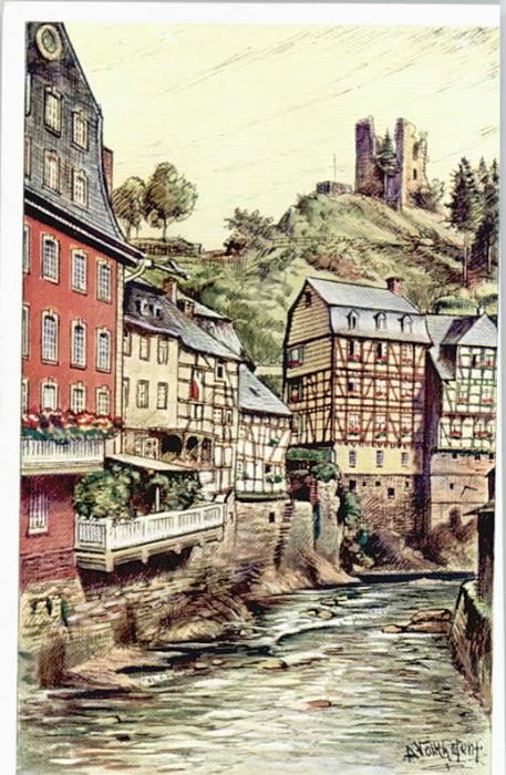 Monschau Montjoie NRW Kuenstlerkarte