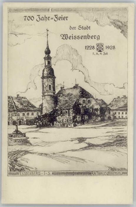 Weissenberg Sachsen Künstlerkarte Rathaus