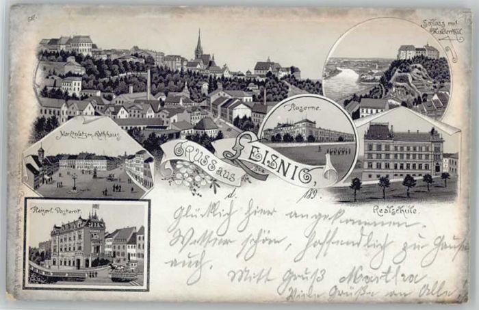 Leisnig Marktplatz Rathaus Postamt Schloss Kase