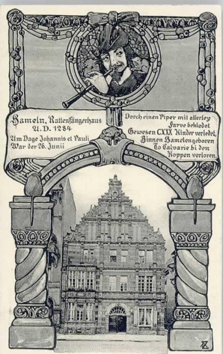 Hameln Weser Hameln Künstlerkarte Rattenfängerhaus *