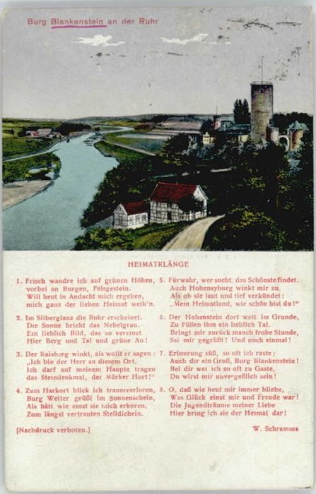 Blankenstein Ruhr Gedicht W. Schramma