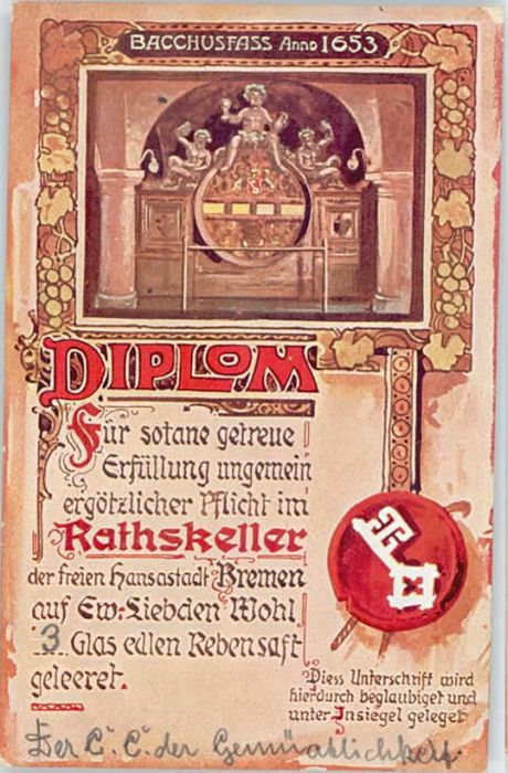 BREMEN  CITY Rathskeller Diplom