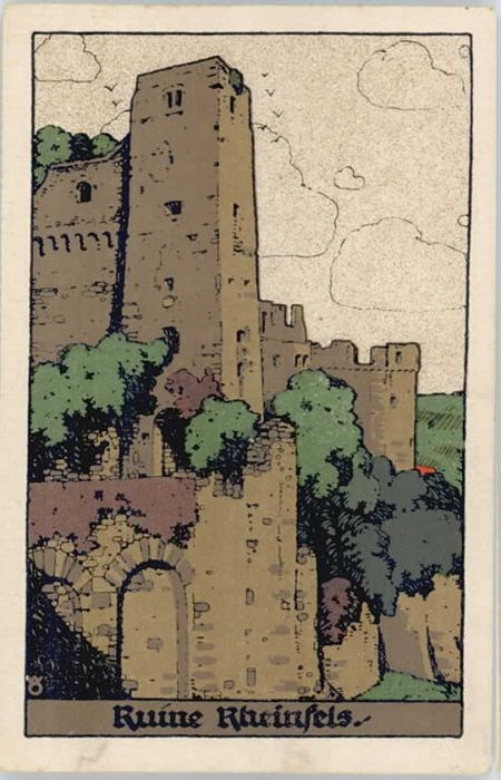 St Goar [handschriftlich] Künstlerkarte Ruine R