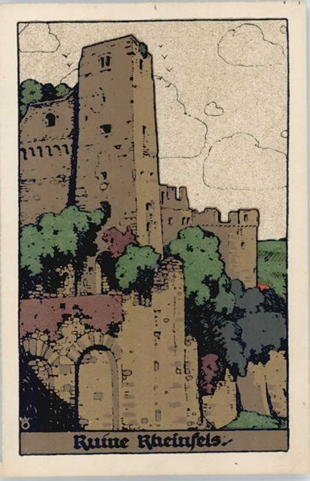 St Goar [handschriftlich] Künstlerkarte Ruine R