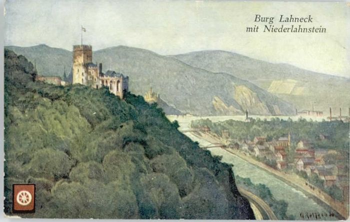 Lahnstein Burg Lahneck Künstlerkarte