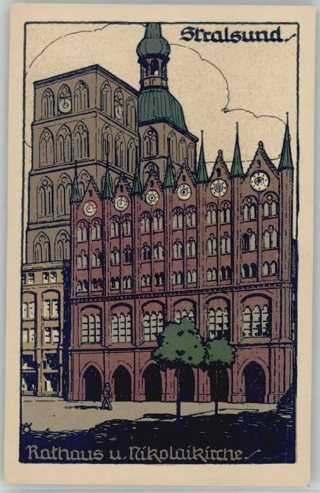 Stralsund Mecklenburg Vorpommern Stralsund Rathaus Nicolaikirche