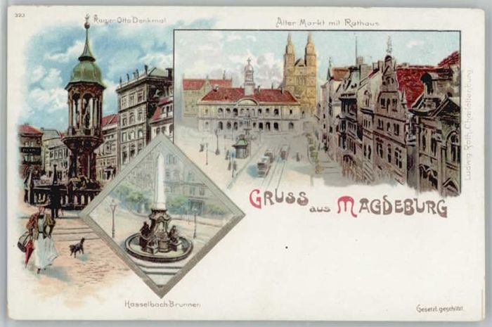 Magdeburg Kaiser Otto Denkmal Markt Rathaus Hasse