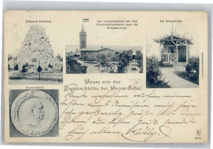 Bad Salzelmen Bismarckhöhe Denkmal Bronce Relief Schu