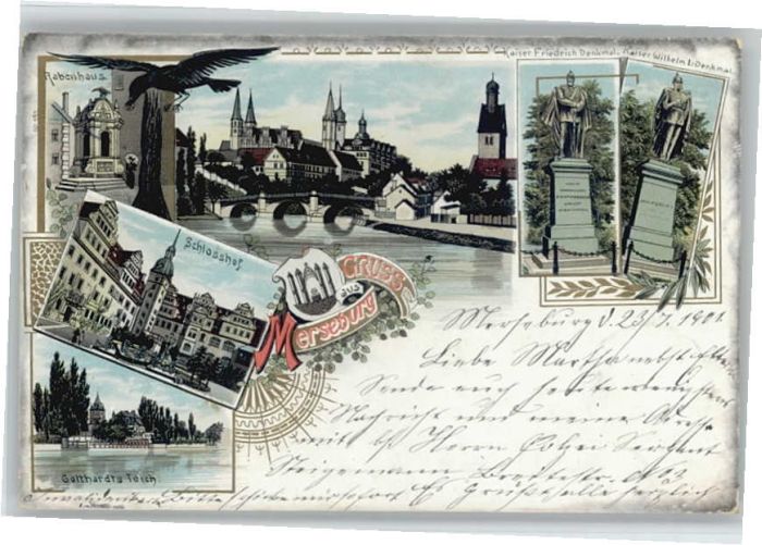 Merseburg Saale Rabenhaus Kaiser Friedrich Denkmal Kais