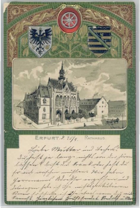 Erfurt Rathaus Wappen Künstler A. Querk Präged