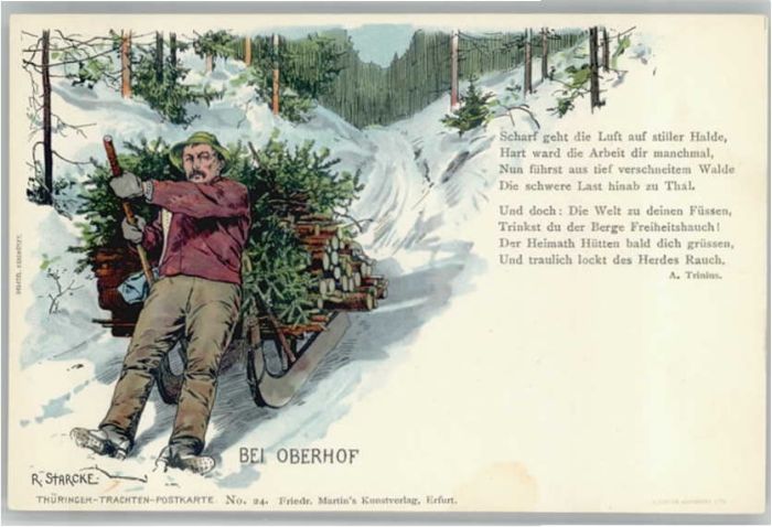 Oberhof Thueringen chlitten Gedicht Künstler R. Starcke *