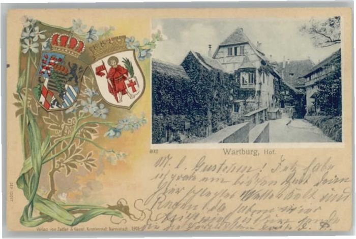 Wartburg Burg EISENACH Praegedruck Wappen Wartburg