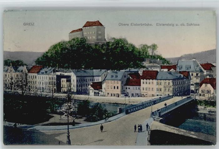 Greiz Thueringen Greiz Elstersteig Elsterbrücke Schloss