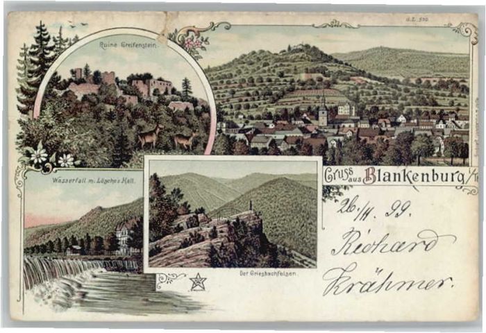 Bad Blankenburg Ruine Greifenstein Wasserfall Griesbach