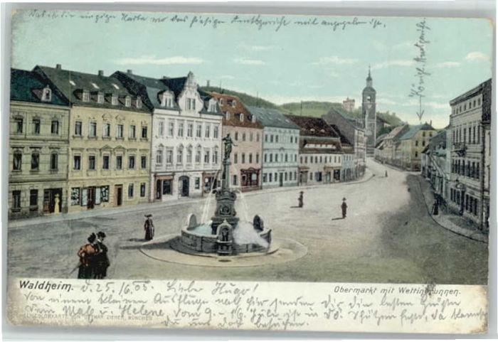 Waldheim Sachsen Wettinbrunnen Obermarkt