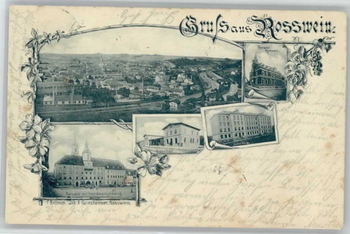 Rosswein Rathaus Handwerkshaus Bahnhof Schule Po