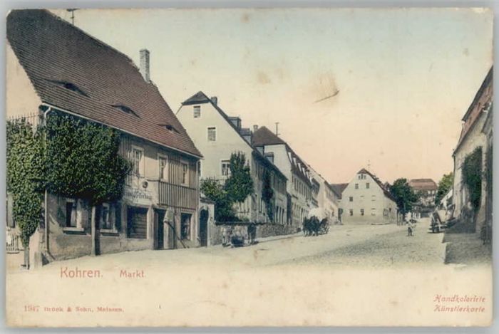 Kohren-Sahlis Markt Karte von ca. 1900