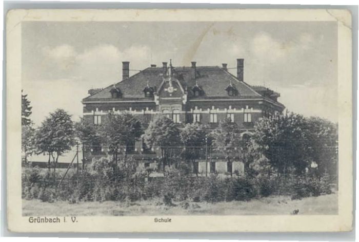 Gruenbach Vogtland chule Karte von ca. 1920