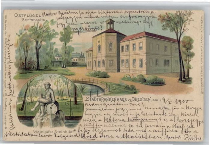 Dresden Krankenhaus Weinküfer Steinbild