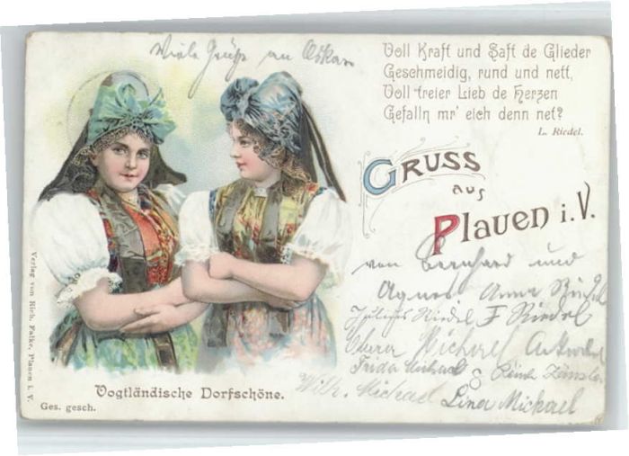 Plauen Vogtland Plauen Tracht Vers L. Riedel