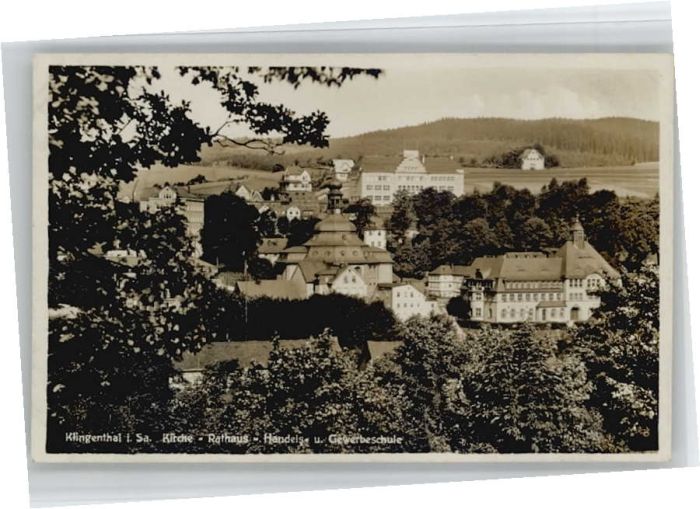 Klingenthal Vogtland Klingenthal Kirche Rathaus Gewerbeschul