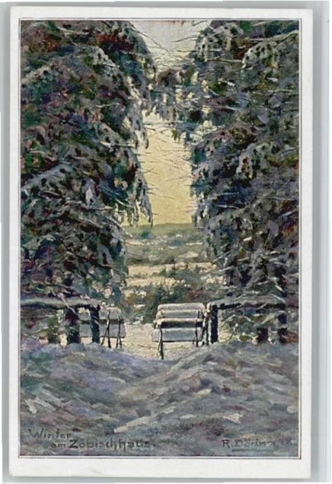 Auerbach Kuenstler R. Doering Winter am Zoebischhaus *