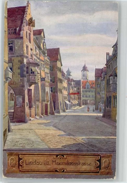 Lindau Bodensee Maximilianstrasse Künstler V. Marschall