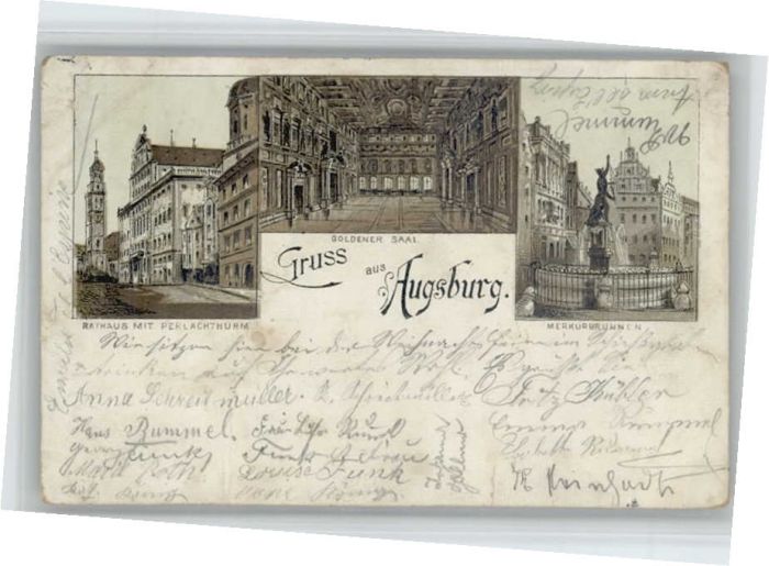 Augsburg Merkurbrunnen Perlachthurm